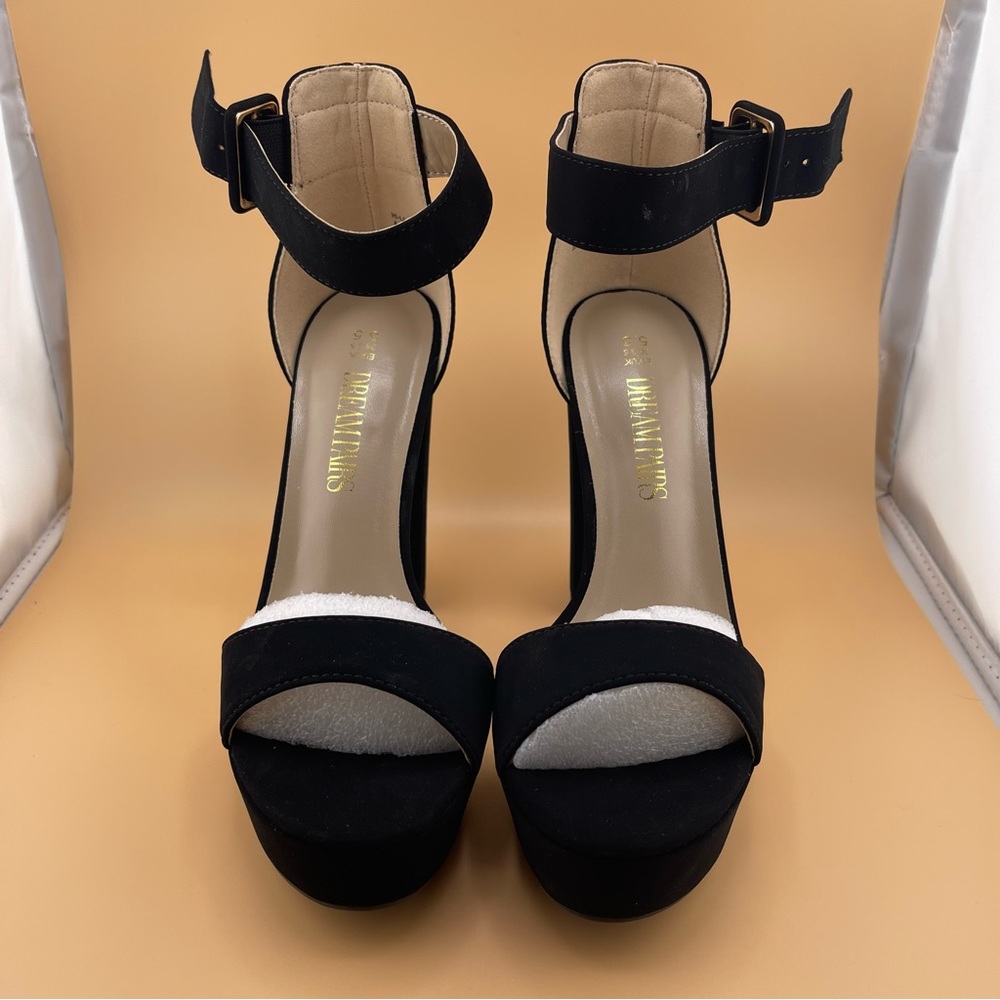 Dream Paris Black Strap Heels